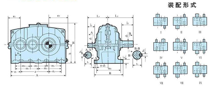 ZLY平行軸單級(jí)硬齒面減速機(jī)裝配形式